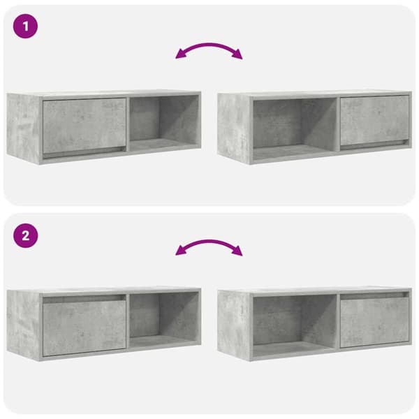 vidaXL TV-benk betonggrå 80x31x25,5 cm konstruert tre