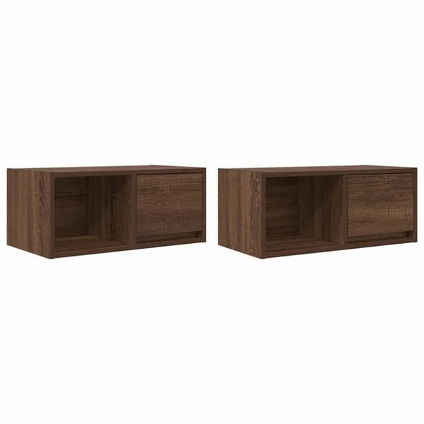 vidaXL TV-benker 2 stk brun eik 60x31x25,5 cm konstruert tre