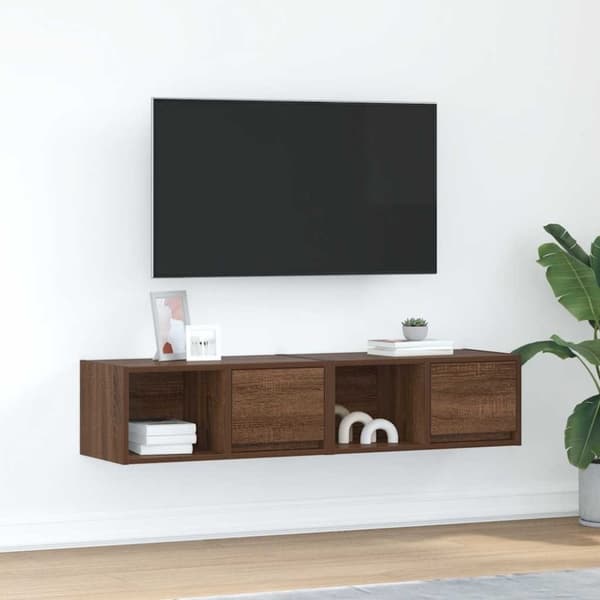 vidaXL TV-benker 2 stk brun eik 60x31x25,5 cm konstruert tre
