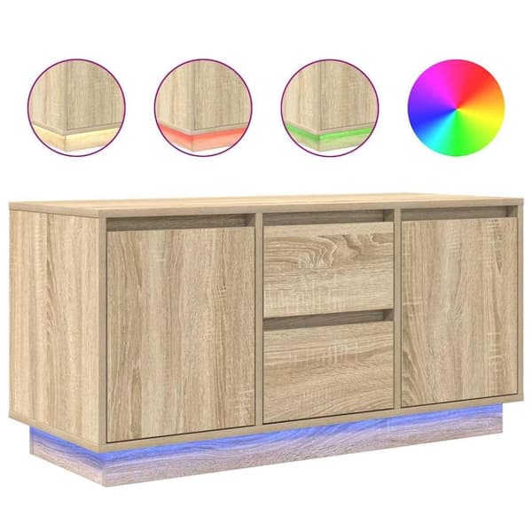vidaXL TV-benk med LED-lys sonoma eik 100x41x50 cm