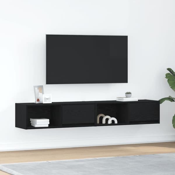 vidaXL tv-borde 2 stk. 80x31x25,5 cm konstrueret træ sort egetræsfarve