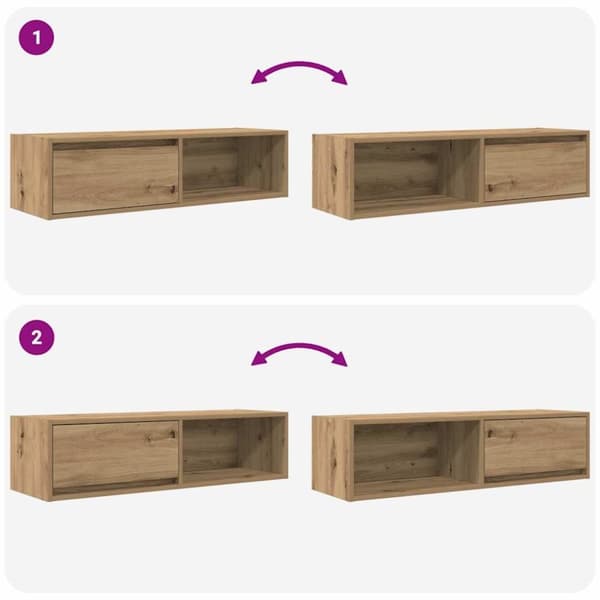 vidaXL tv-borde 2 stk. 100x31x25,5 cm konstrueret træ kunsteg
