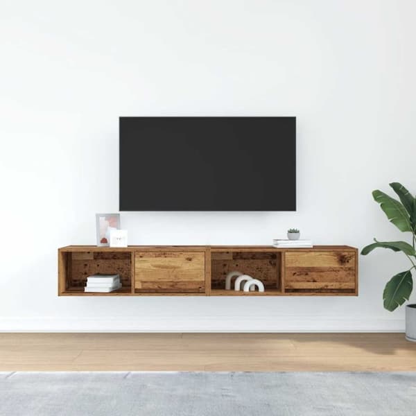 vidaXL tv-borde 2 stk. 80x31x25,5 cm konstrueret træ gammelt trælook