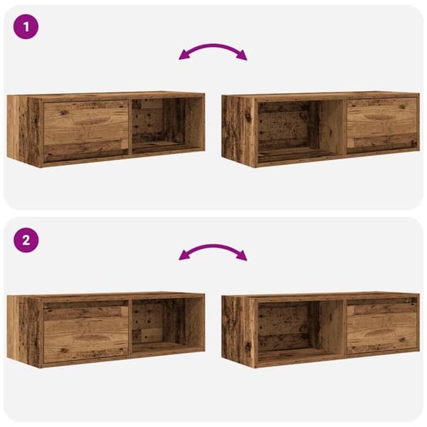 vidaXL tv-borde 2 stk. 80x31x25,5 cm konstrueret træ gammelt trælook