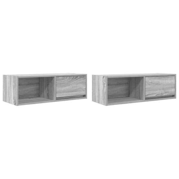 vidaXL TV-seinäkaapit 2 kpl harmaa sonoma 80x31x25,5 cm tekninen puu