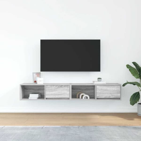 vidaXL TV-seinäkaapit 2 kpl harmaa sonoma 80x31x25,5 cm tekninen puu