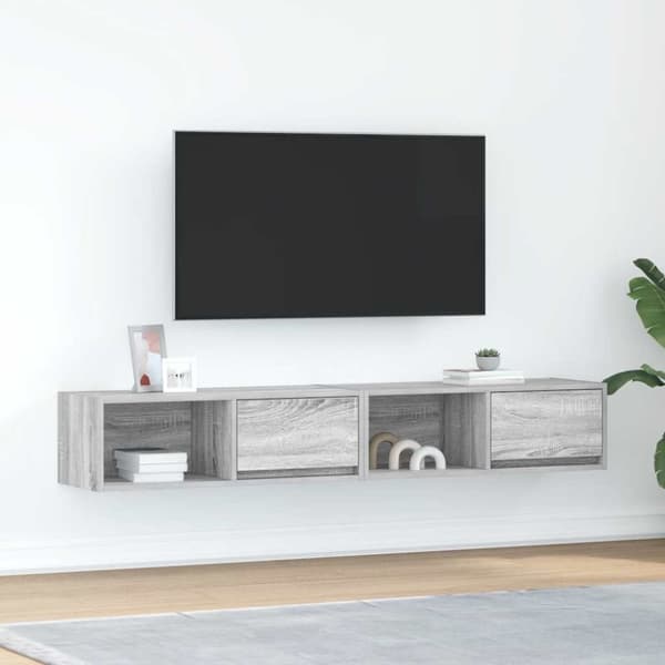 vidaXL TV-seinäkaapit 2 kpl harmaa sonoma 80x31x25,5 cm tekninen puu