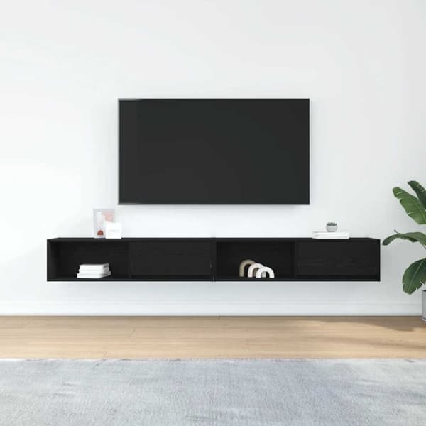 vidaXL tv-borde 2 stk. 100x31x25,5cm konstrueret træ sort egetræsfarve