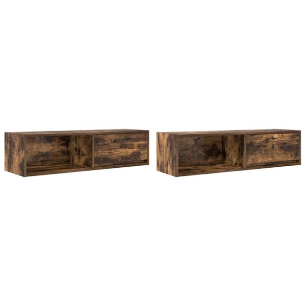 vidaXL TV-seinäkaappi 2 kpl savutammi 100x31x25,5 cm tekninen puu