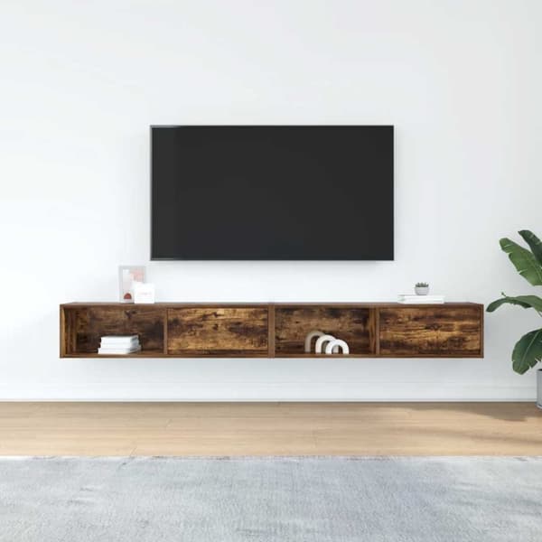 vidaXL TV-seinäkaappi 2 kpl savutammi 100x31x25,5 cm tekninen puu