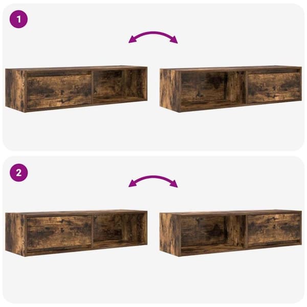vidaXL TV-seinäkaappi 2 kpl savutammi 100x31x25,5 cm tekninen puu