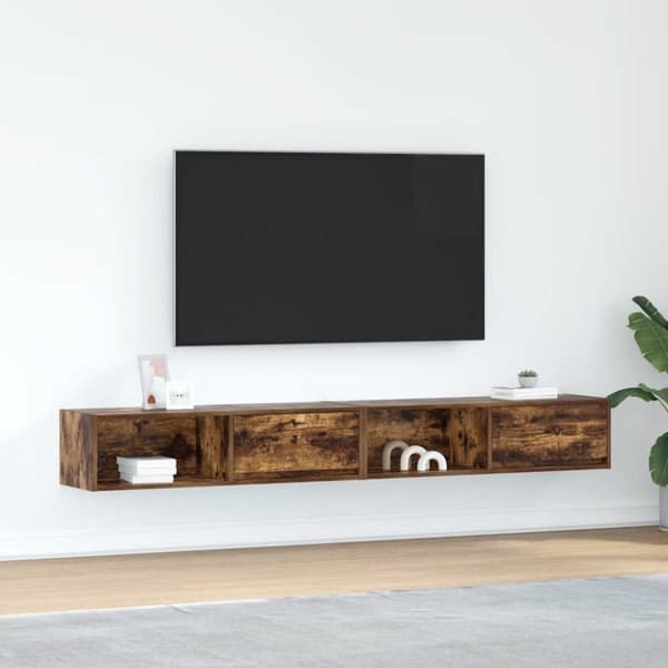 vidaXL TV-seinäkaappi 2 kpl savutammi 100x31x25,5 cm tekninen puu