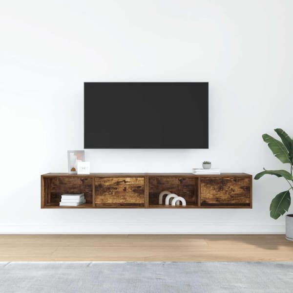 vidaXL tv-skabe 2 stk. 80x31x25,5 cm konstrueret træ røget egetræ