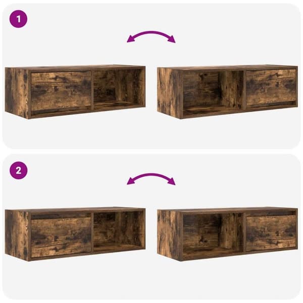 vidaXL tv-skabe 2 stk. 80x31x25,5 cm konstrueret træ røget egetræ