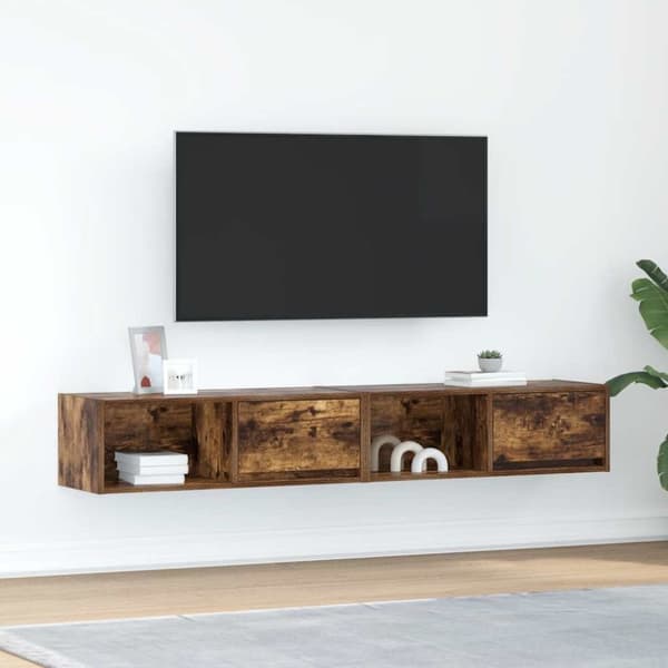vidaXL tv-skabe 2 stk. 80x31x25,5 cm konstrueret træ røget egetræ