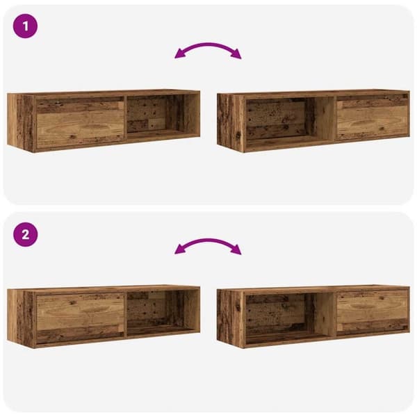 vidaXL tv-borde 2 stk. 100x31x25,5 cm konstrueret træ gammelt trælook