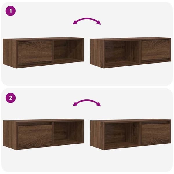 vidaXL TV-bänkar 2 st, brun ek 80x31x25,5 cm konstruerat trä