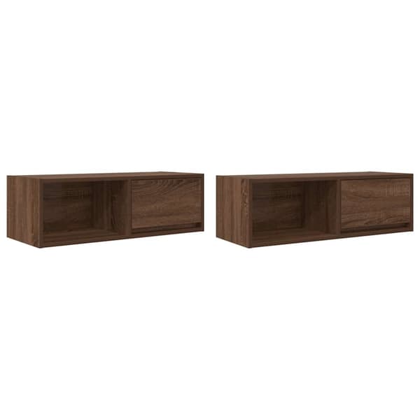 vidaXL TV-bänkar 2 st, brun ek 80x31x25,5 cm konstruerat trä