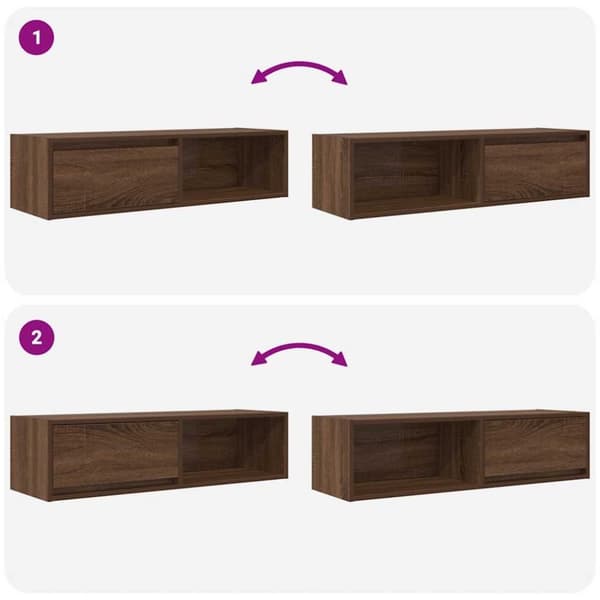 vidaXL TV-benker 2 stk brun eik 100x31x25,5 cm konstruert tre