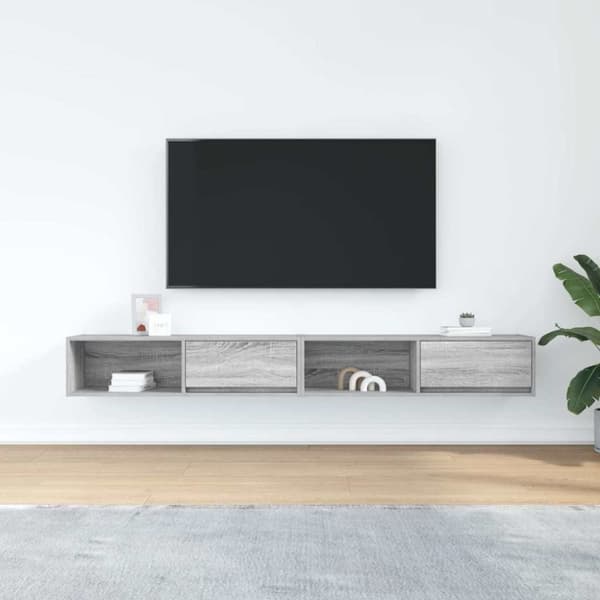 vidaXL tv-borde 2 stk. 100x31x25,5 cm konstrueret træ grå sonoma-eg