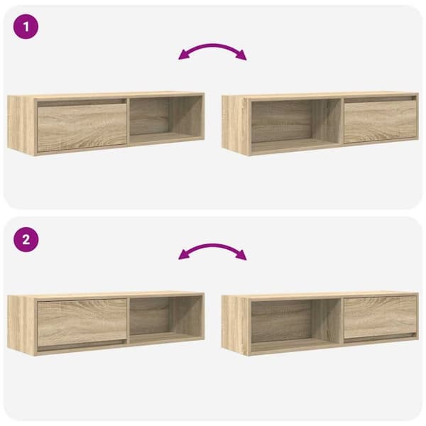 vidaXL tv-bord 100x31x25,5 cm konstrueret træ sonoma-eg