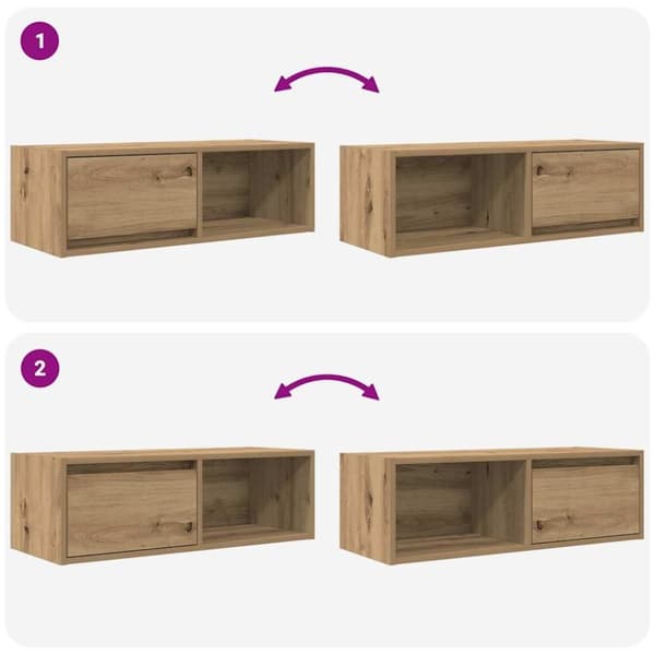 vidaXL tv-borde 2 stk. 80x31x25,5 cm konstrueret træ kunsteg