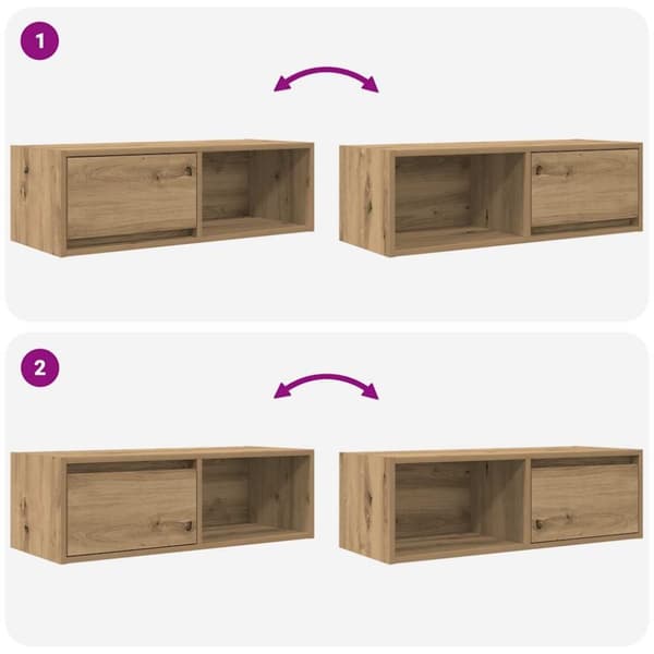 vidaXL TV-benk artisan eik 80x31x25,5 cm konstruert tre