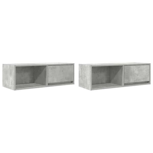 vidaXL TV-benker 2 stk betonggrå 80x31x25,5 cm konstruert tre