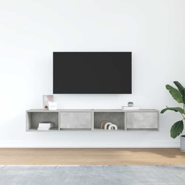 vidaXL TV-benker 2 stk betonggrå 80x31x25,5 cm konstruert tre