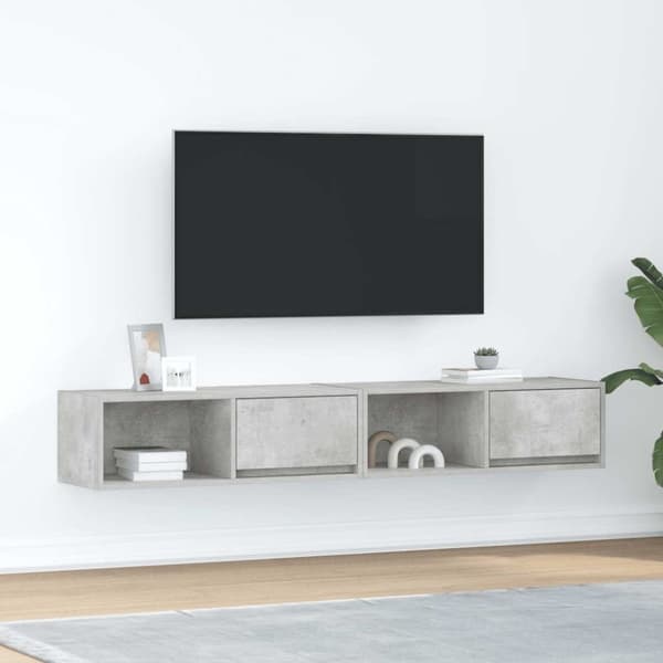 vidaXL TV-benker 2 stk betonggrå 80x31x25,5 cm konstruert tre