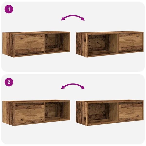 vidaXL TV-bänk gammalt trä 80x31x25,5 cm konstruerat trä