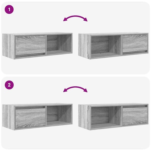 vidaXL TV-benk grå sonoma 80x31x25,5 cm konstruert tre