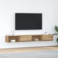Miniatyrbild 2 av 11: vidaXL TV-bänkar 2 st hantverksmässig ek 100x31x25,5cm konstruerat trä
