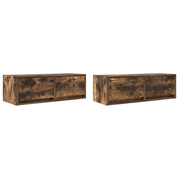 vidaXL TV-seinäkaappi 2 kpl savutammi 80x31x25,5 cm tekninen puu
