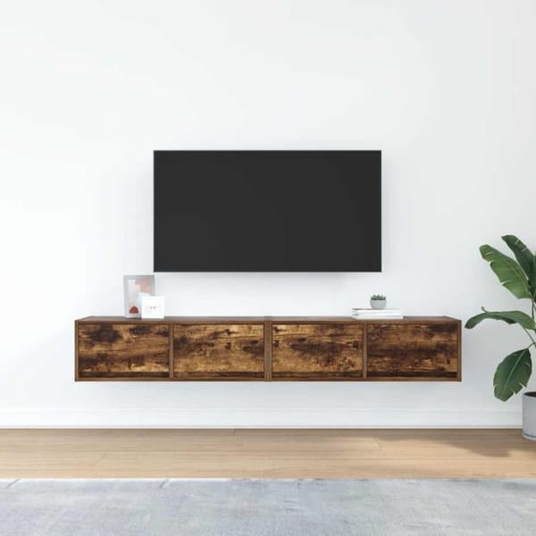 vidaXL TV-seinäkaappi 2 kpl savutammi 80x31x25,5 cm tekninen puu