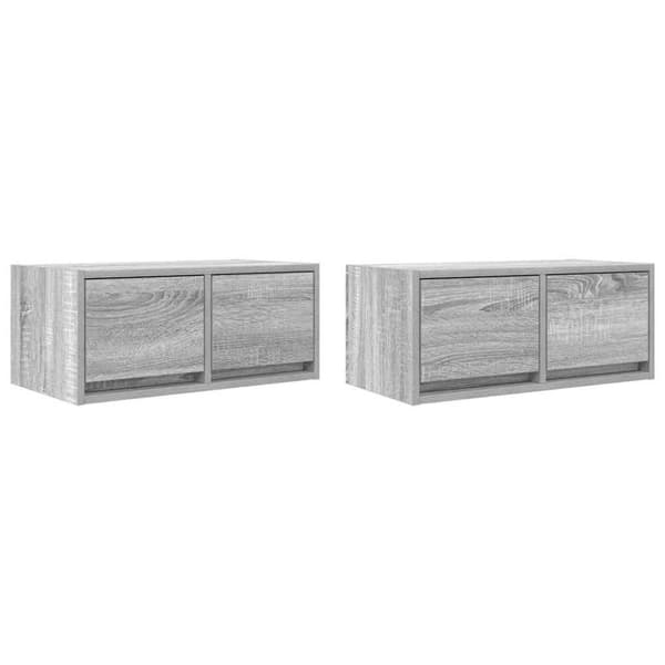 vidaXL TV-seinäkaapit 2 kpl harmaa sonoma 60x31x25,5 cm tekninen puu