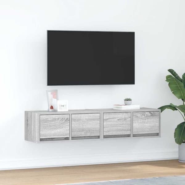 vidaXL TV-seinäkaapit 2 kpl harmaa sonoma 60x31x25,5 cm tekninen puu