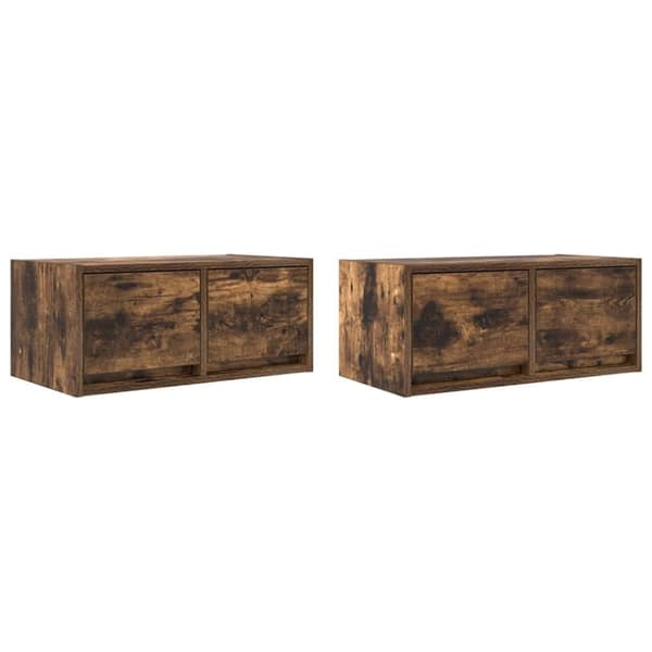 vidaXL TV-benker 2 stk røkt eik 60x31x25,5 cm konstruert tre
