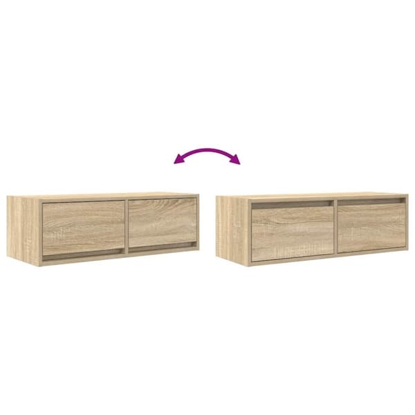 vidaXL TV-seinäkaapit 2 kpl sonoma-tammi 80x31x25,5 cm tekninen puu