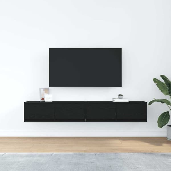vidaXL TV-bänkar 2 st svart ek 80x31x25,5 cm konstruerat trä