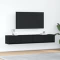 Miniatyrbild 2 av 11: vidaXL TV-bänkar 2 st svart ek 80x31x25,5 cm konstruerat trä