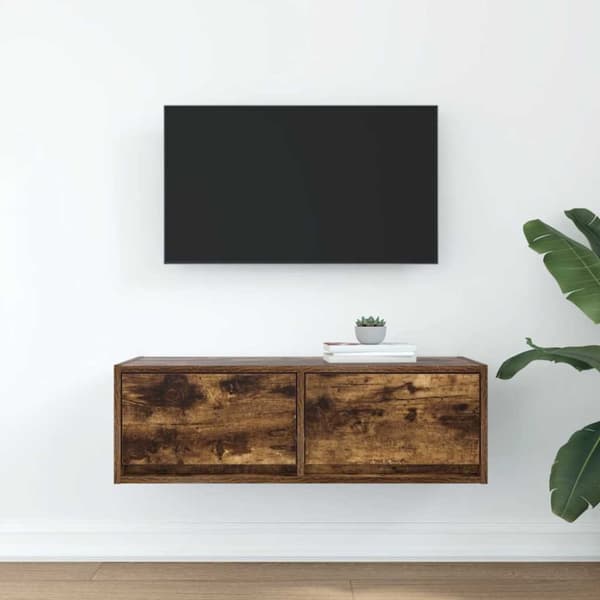 vidaXL TV-bänk rökt ek 80x31x25,5 cm konstruerat trä