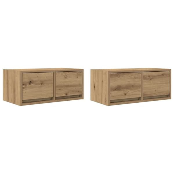 vidaXL TV-bänkar 2 st hantverksmässig ek 60x31x25,5 cm konstruerat trä