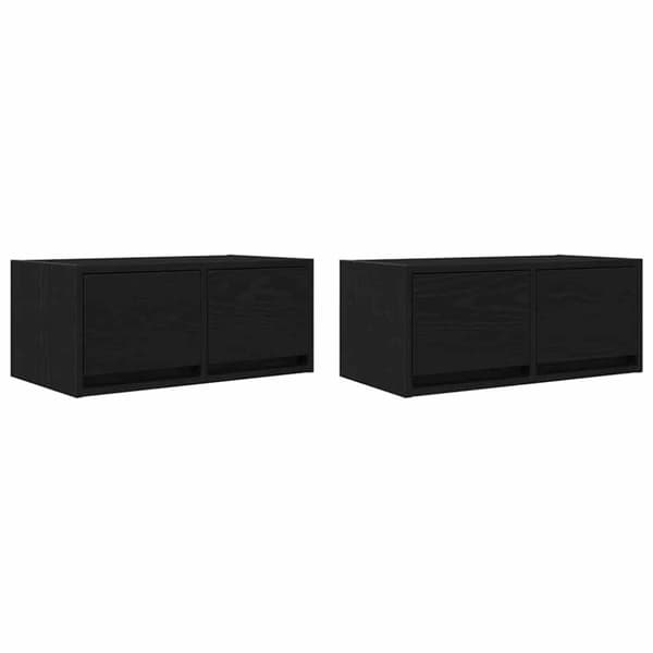 vidaXL TV-benker 2 stk svart eik 60x31x25,5 cm konstruert tre