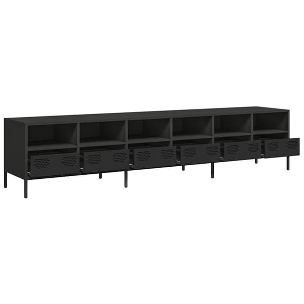 vidaXL TV-benk svart 202x39x43,5 cm kaldvalset stål