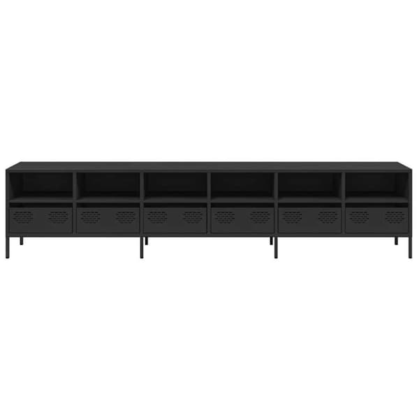 vidaXL TV-benk svart 202x39x43,5 cm kaldvalset stål