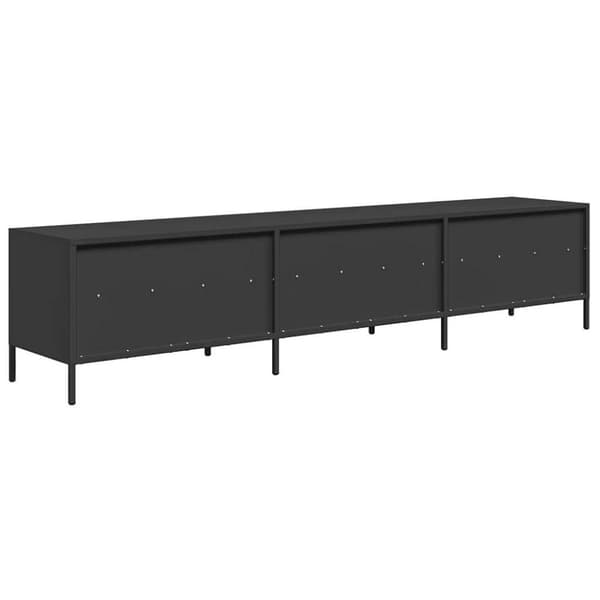 vidaXL TV-benk svart 202x39x43,5 cm kaldvalset stål