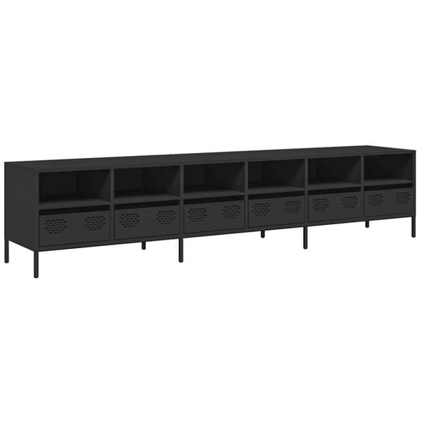 vidaXL TV-benk svart 202x39x43,5 cm kaldvalset stål