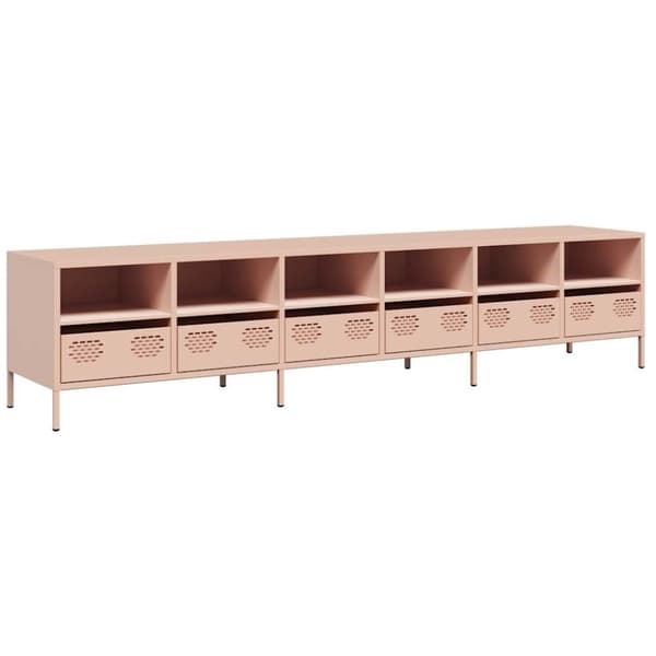 vidaXL tv-bord 202x39x43,5 cm koldvalset stål lyserød