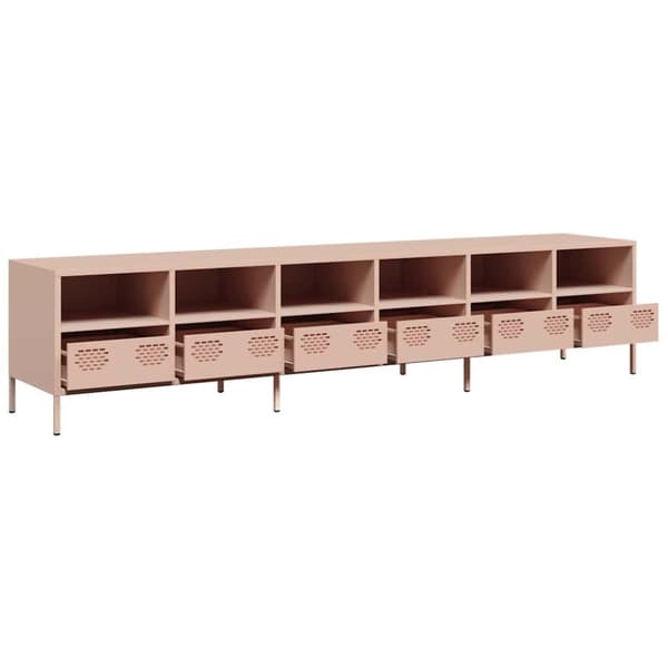 vidaXL tv-bord 202x39x43,5 cm koldvalset stål lyserød